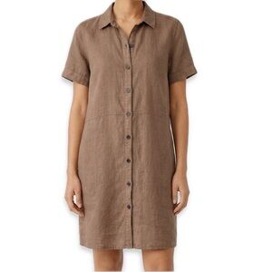 Lucky Brand Brown Linen Shirt Dress Women’s Size Large